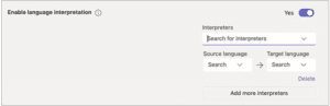traducción simultánea en teams - habilitar interpretación de idioma